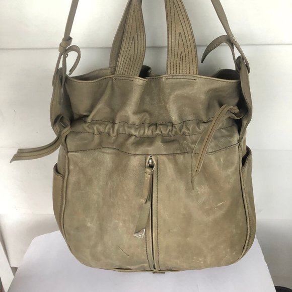 F. Biasia green gray drawstring purse - Picture 4 of 12